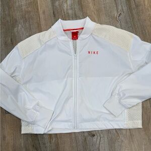 Nike White and Red Runner Jacket